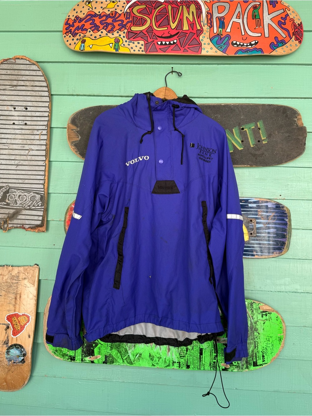 Volvo Branded Men's Purple Windbreaker with Hood
